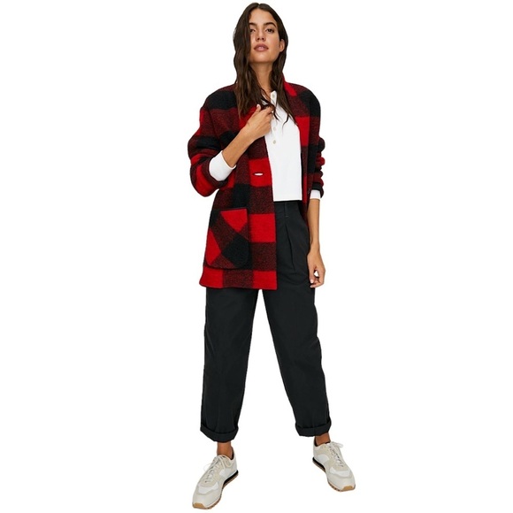 WILFRED Buffalo Check Wool Coat - Picture 1 of 15